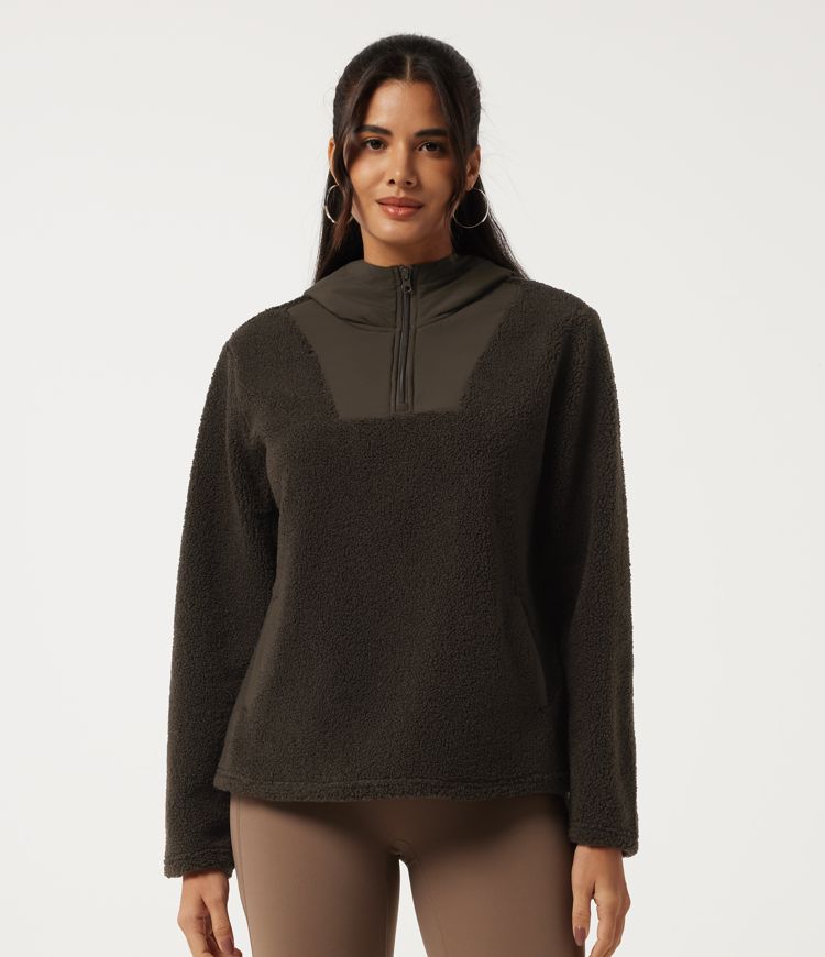 Hooded Long Sleeve Fleece Casual Sweatshirt with Pockets