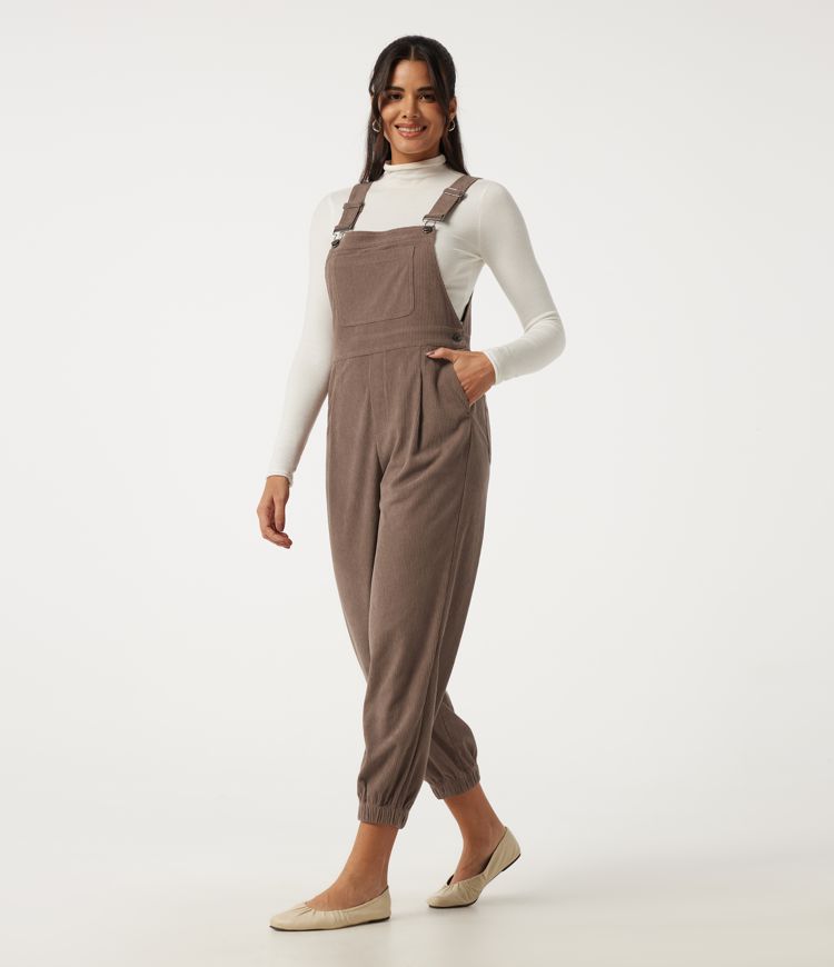 Square Neck Sleeveless Corduroy Casual Overalls with Pockets