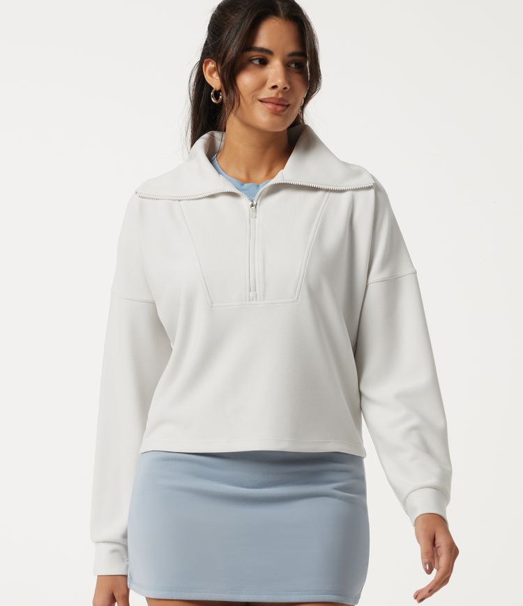 Lässiges Sweatshirt mit Reverskragen, überschnittenen Schultern und langen Ärmeln