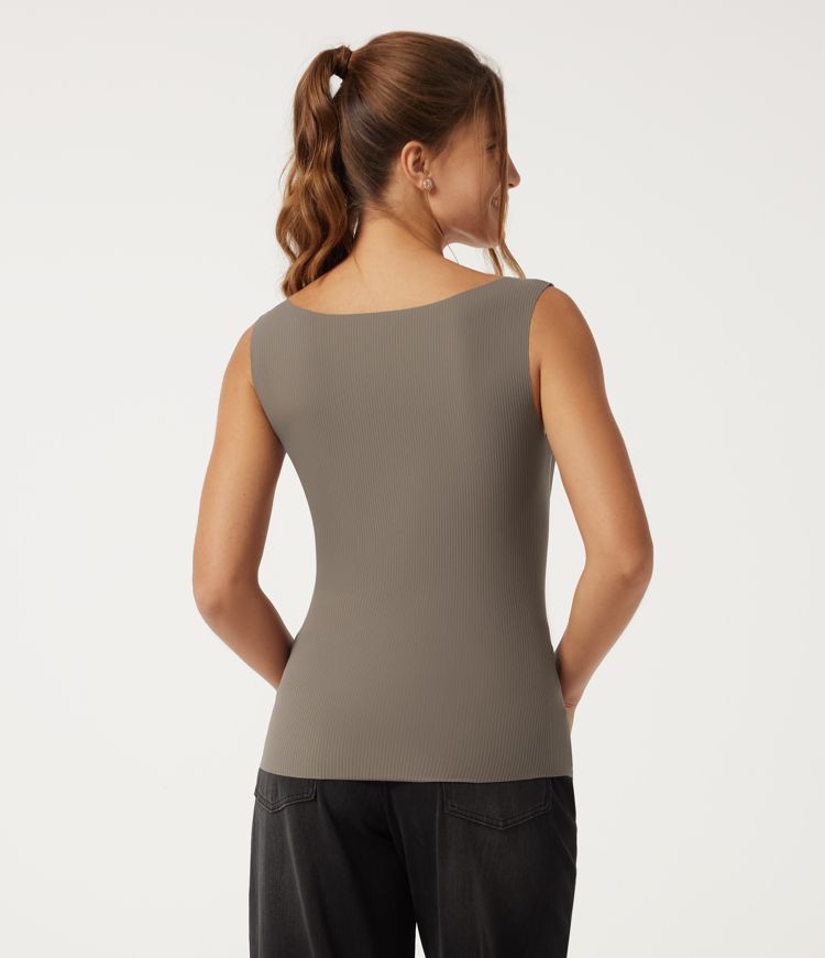 Dawn Brown Diamond Collar Contrast Lace Quick Dry Casual Tank Top with Built-in Bra / 2