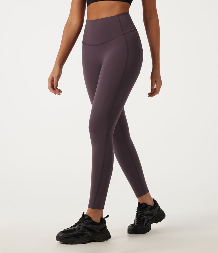 Dusky Evening purple High Waisted Tummy Control Quick Dry Training Leggings with Pockets / 1