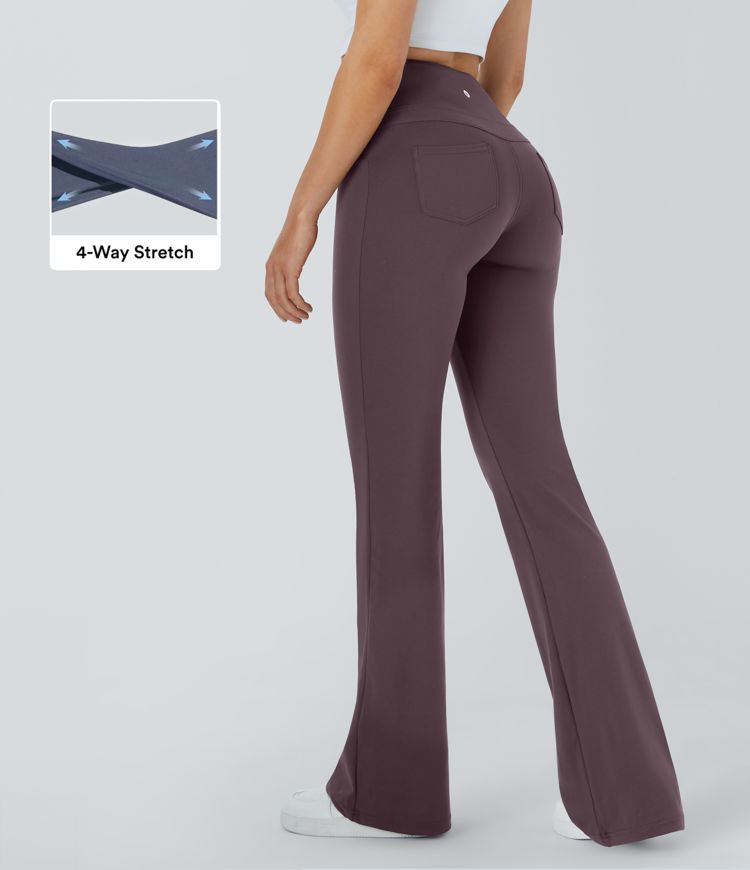 Dusky Evening purple High Waisted Pocket Women Flare Yoga Leggings / 1