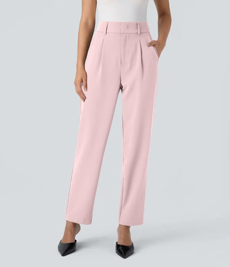 Pantalon tailleur Halara Flex™ fuselé uni, taille haute, avec poches