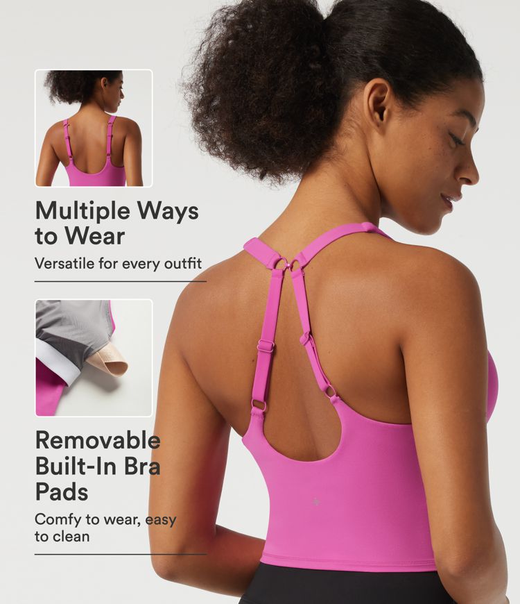 SoftlyZero™ Low Support U Neck Adjustable Strap Corset Yoga Tank Top with Built-in Bra for B-D Cups