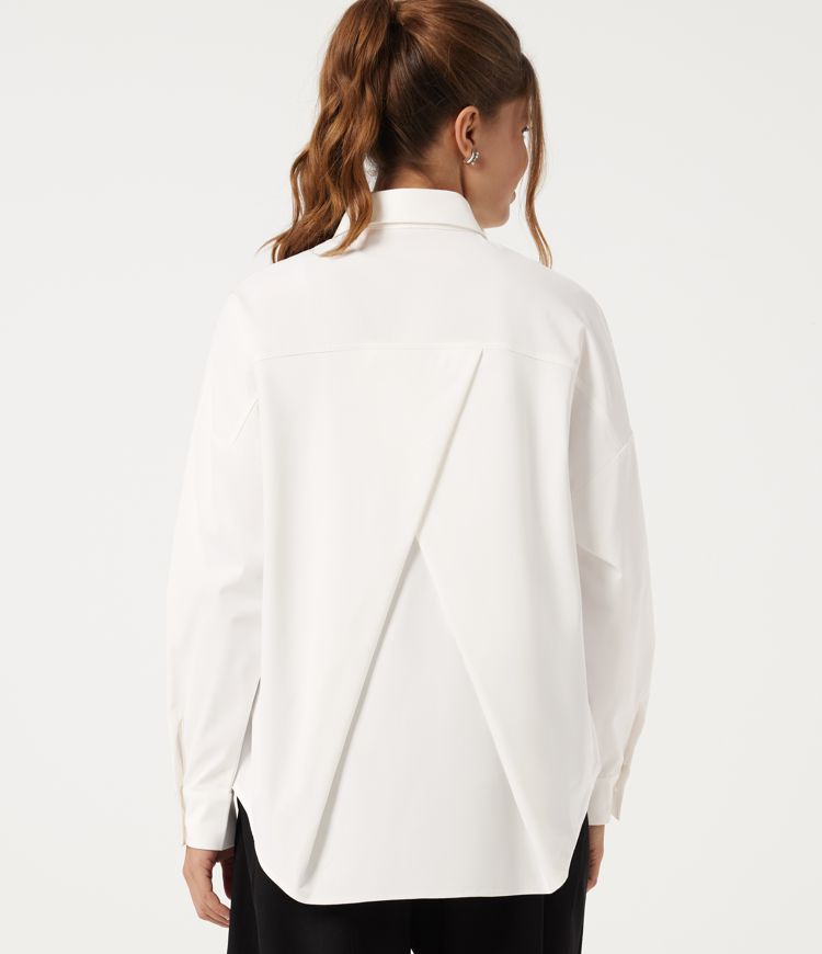 Collared Long Sleeve Crossover Work Blouse