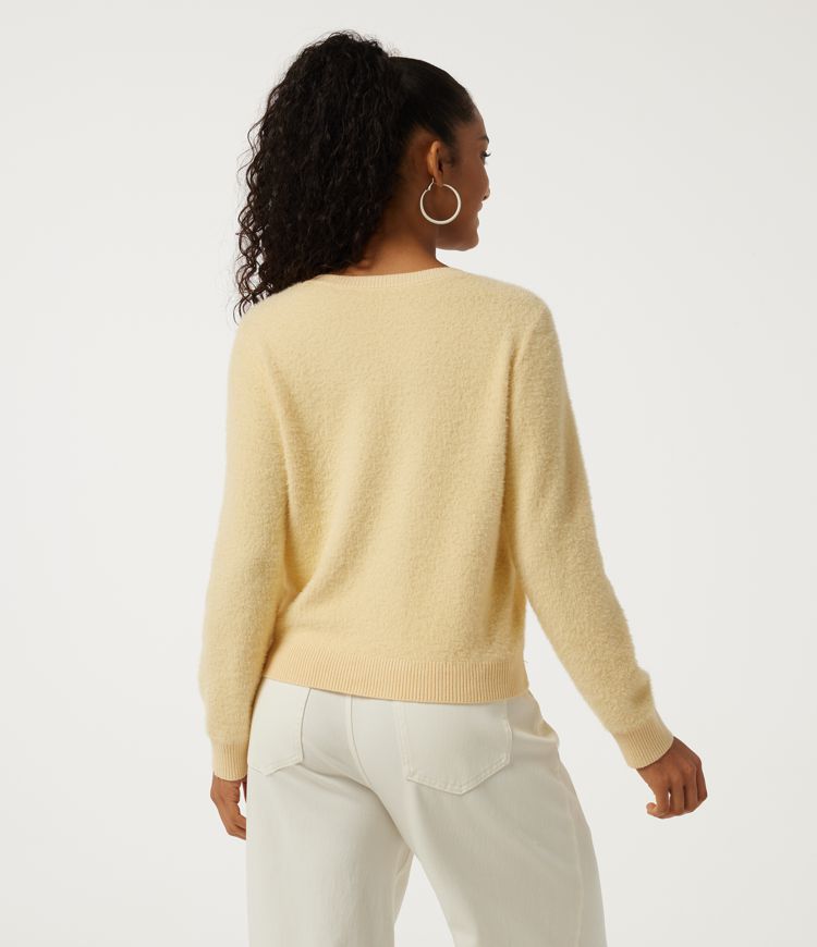 Italian Straw Round Neck Long Sleeve Casual Cardigan / 2
