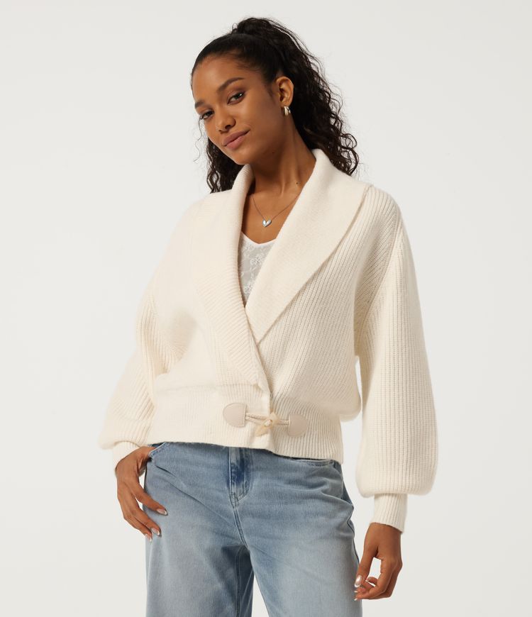 V Neck Bubble Long Sleeve Casual Cardigan