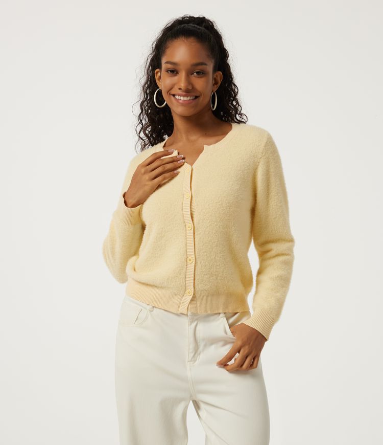 Round Neck Long Sleeve Casual Cardigan