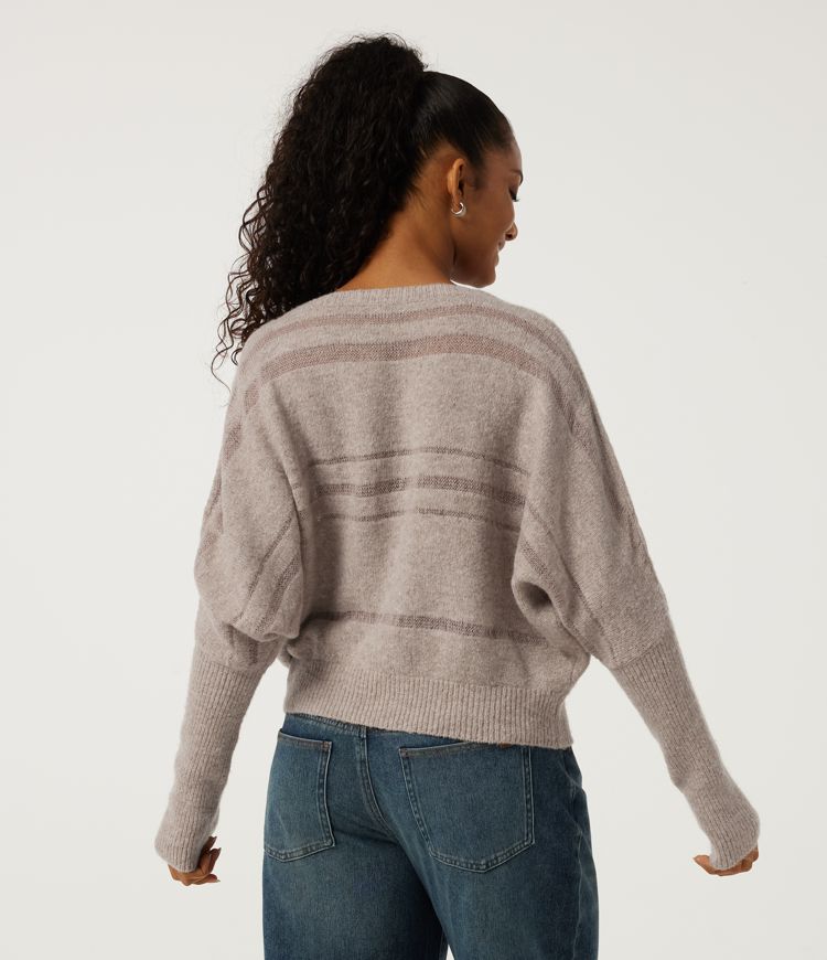 Oatstone Beige Cowl Neck Batwing Long Sleeve Work Sweater / 2