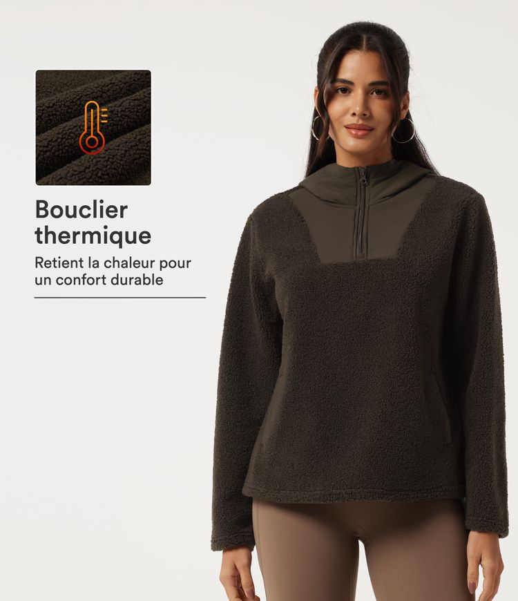 Sweat-shirt en polaire à capuche avec manches longues et poches