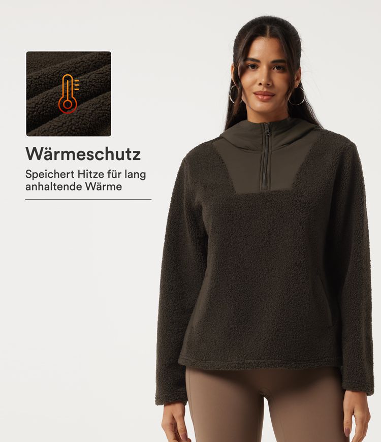 Lässiges Fleece-Sweatshirt mit Kapuze, Seitentaschen und langen Ärmeln