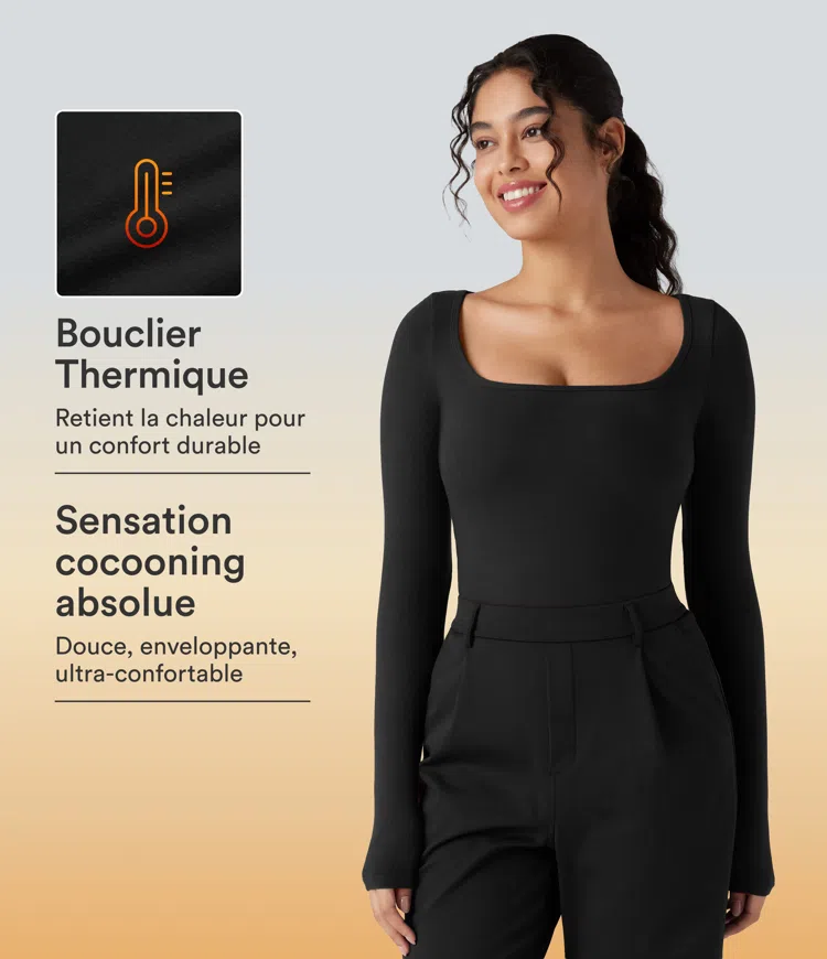 T-shirt réchauffant col échancré manches longues