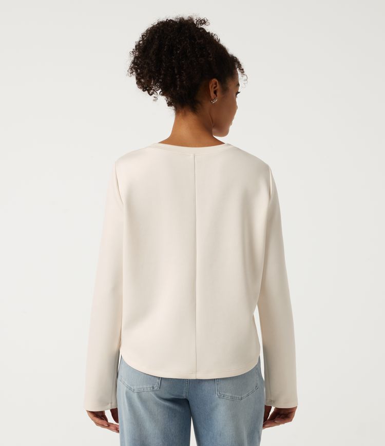 Seedpearl Round Neck Long Sleeve Asymmetric Casual Sweatshirt / 2