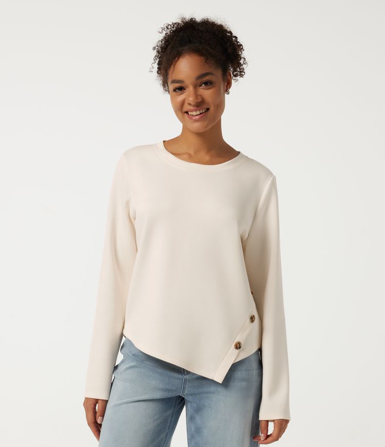 Round Neck Long Sleeve Asymmetric Casual Sweatshirt