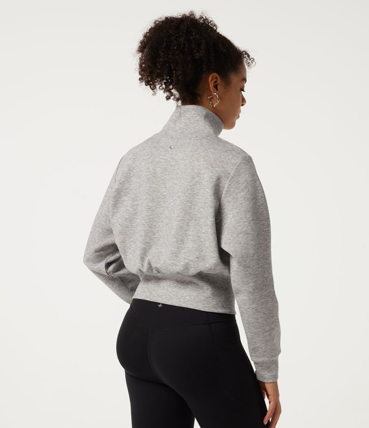 Fog Gray Mock Neck Long Sleeve Ruched Casual Pullover Sweatshirt / 2