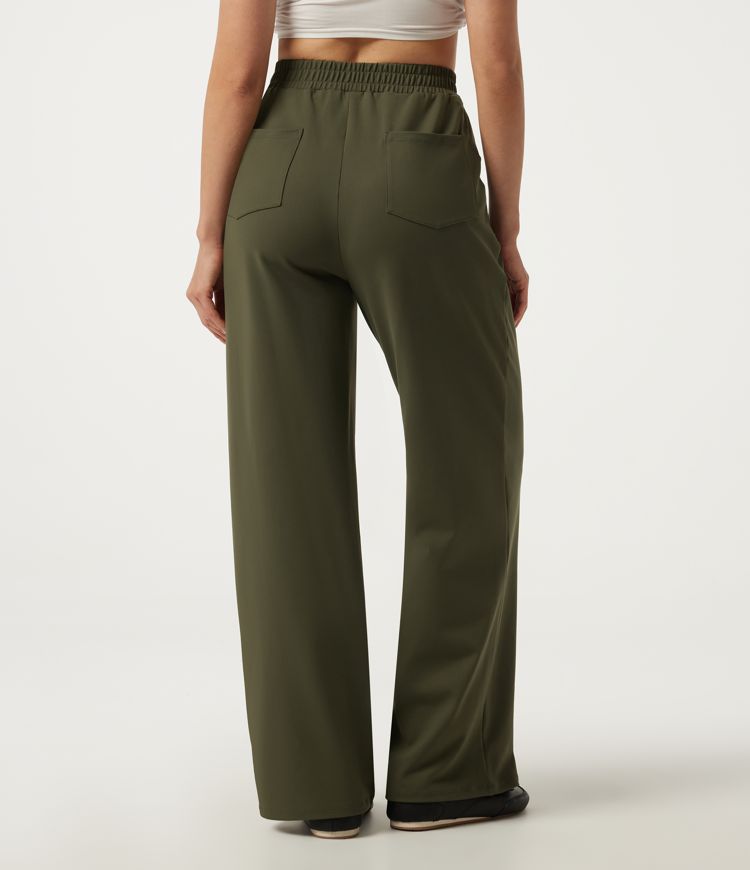 Ivy Green High Waisted Straight Leg Casual Pants with Pockets / 2