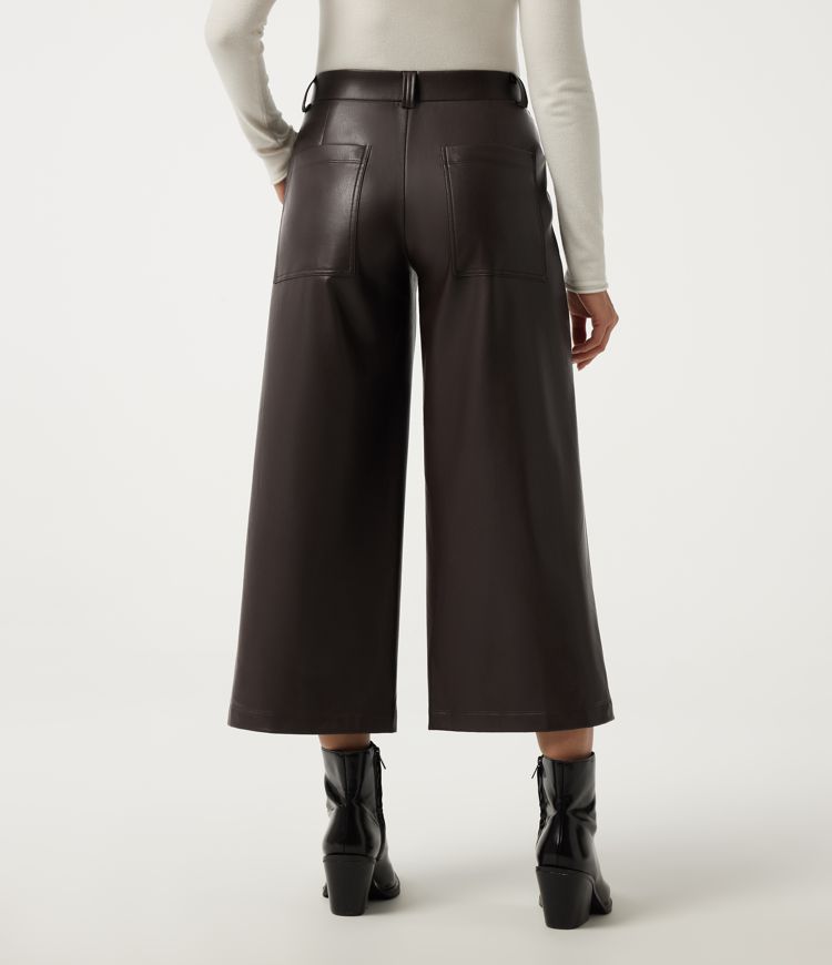 Hot Fudge Mid Rise Straight Leg Stretchy PU Fleece Work Pants with Pockets / 2