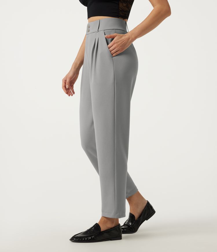 High Waisted Tapered Work Pants with Pockets