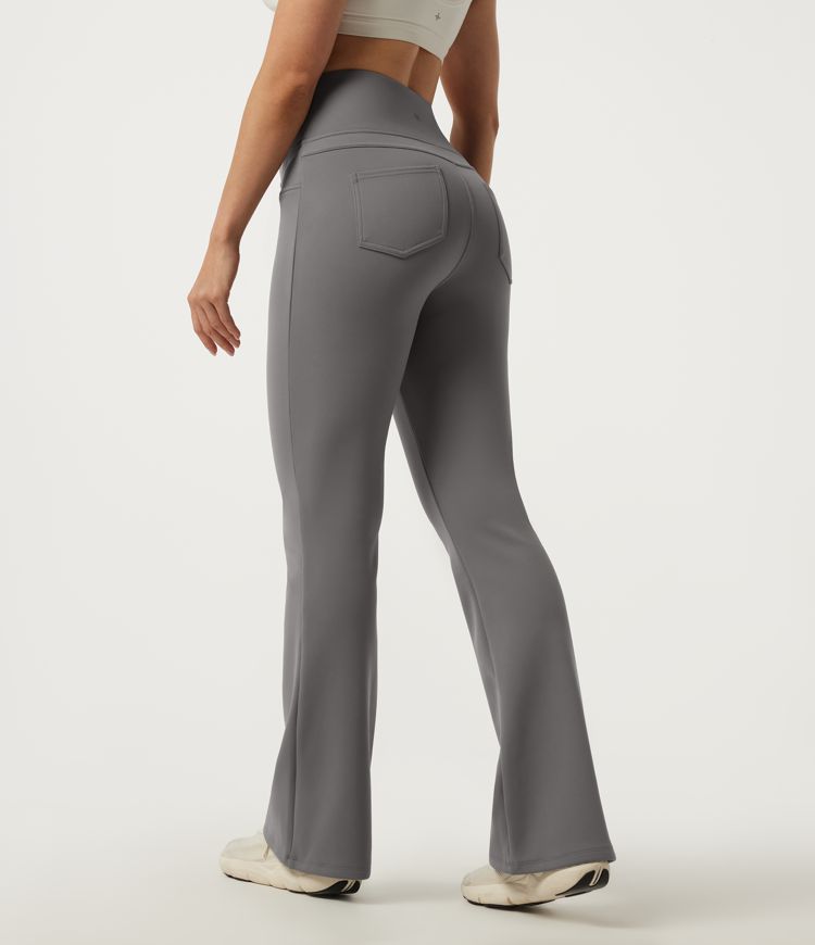 High Waisted Bootcut Fleece Yoga Leggings with Pockets