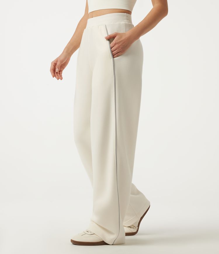 Mid Rise Barrel Leg Cotton Casual Sweatpants with Pockets