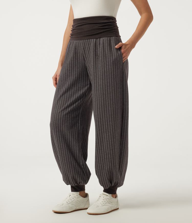High Waisted Stripe Casual Pants with Pockets