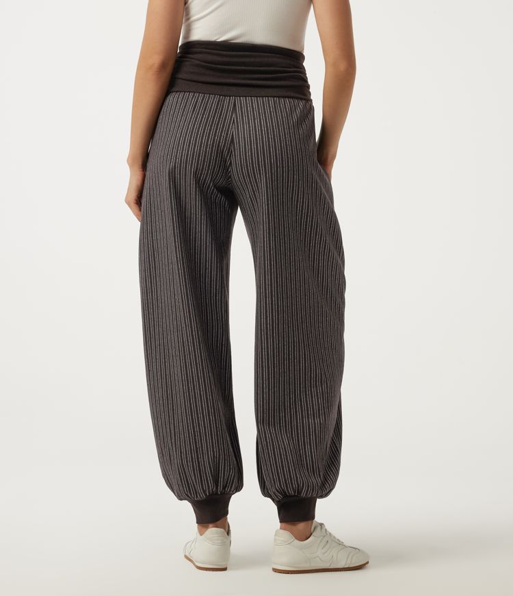 Autumnwood Pinstripe Pantalones casuales a rayas de talle alto con bolsillos / 2