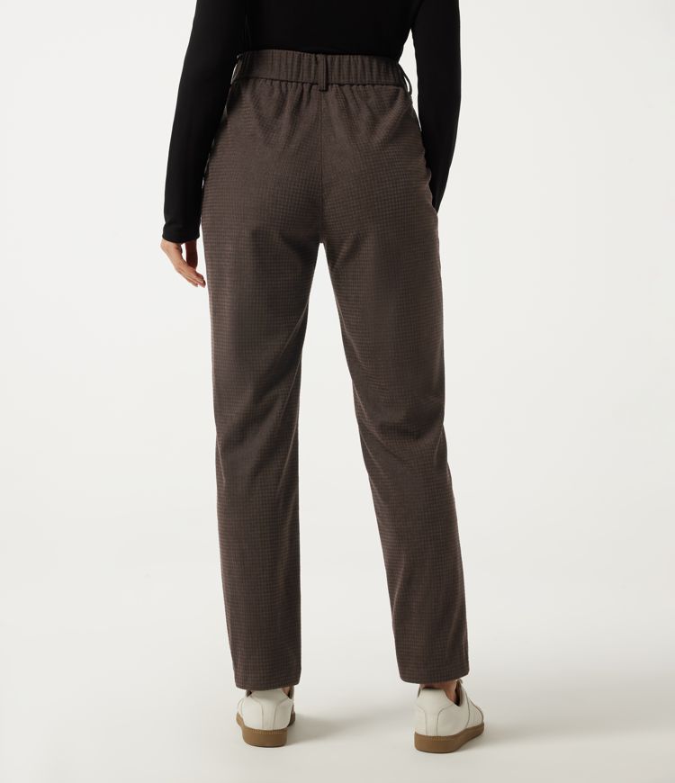 Autumn Brown Houndstooth High Waisted Tapered Houndstooth Work Pants with Pockets / 2