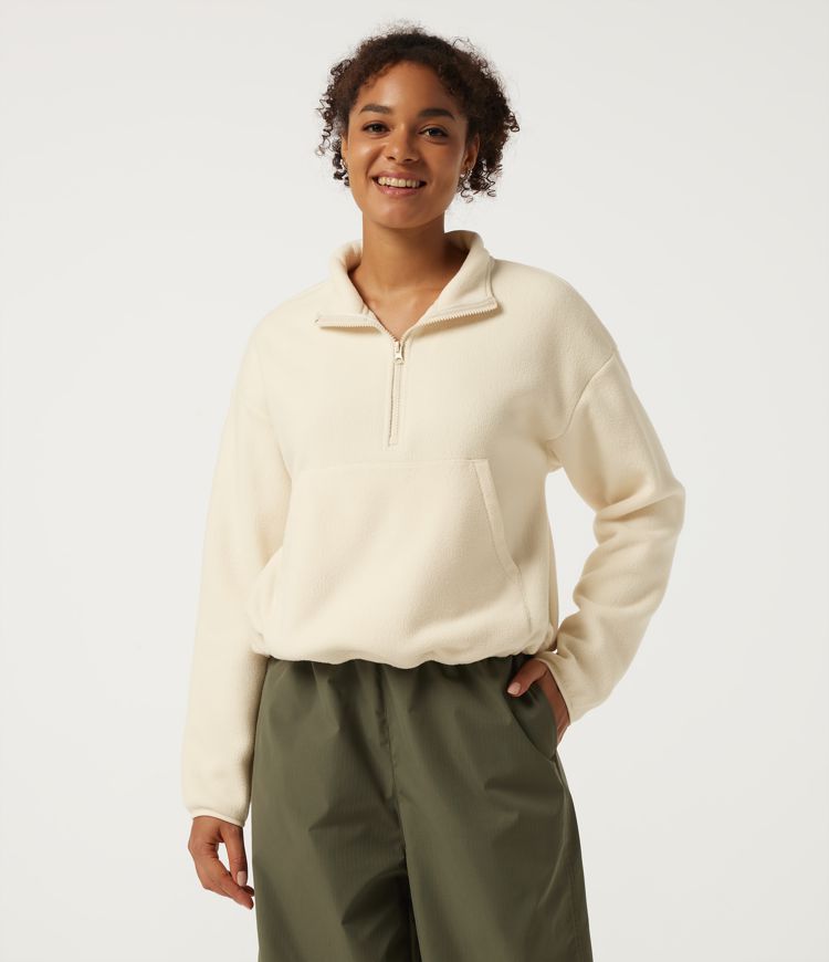Mock Neck Long Sleeve Casual Sweatshirt with Pocket