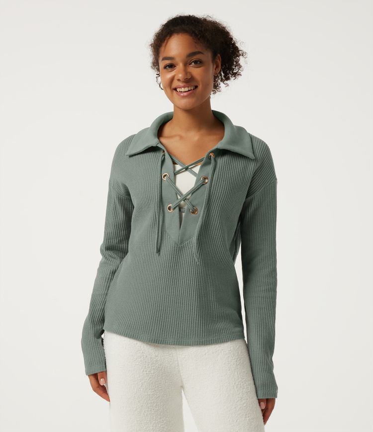 Long Sleeve Waffle Lounge Sweatshirt