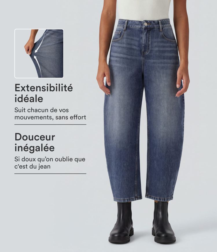 Jean Halara Flex™ taille mi-haute coupe barrel avec poches