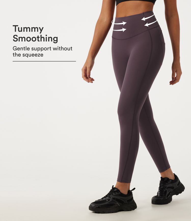 Magas derekú, hasformáló, gyorsan száradó edzéshez való leggings, zsebekkel