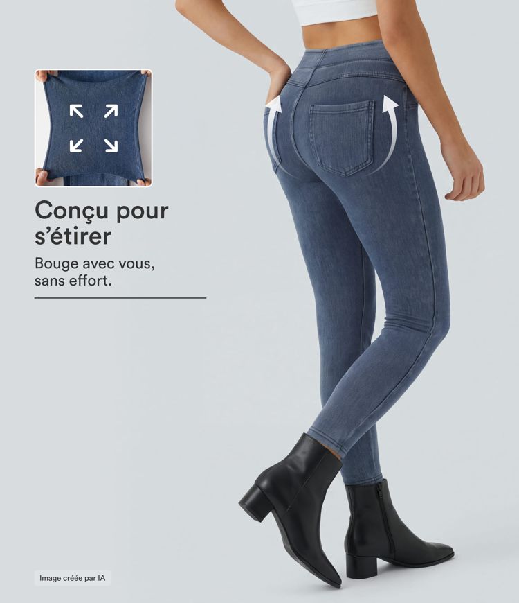 Halara Flex™ Jegging Casual Taille Haute Tricot Extensible Poche Latérale Arrière