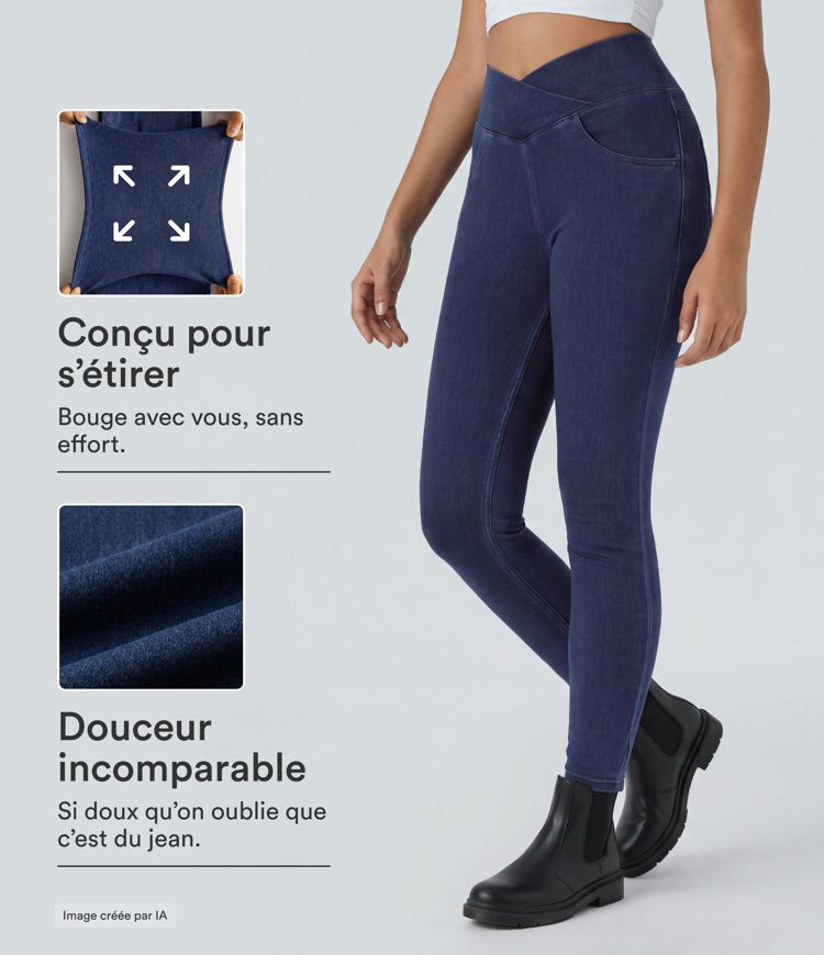 Halara Flex™ Jegging Travail Taille Haute Croisé Poches Multiples Tricot Extensible