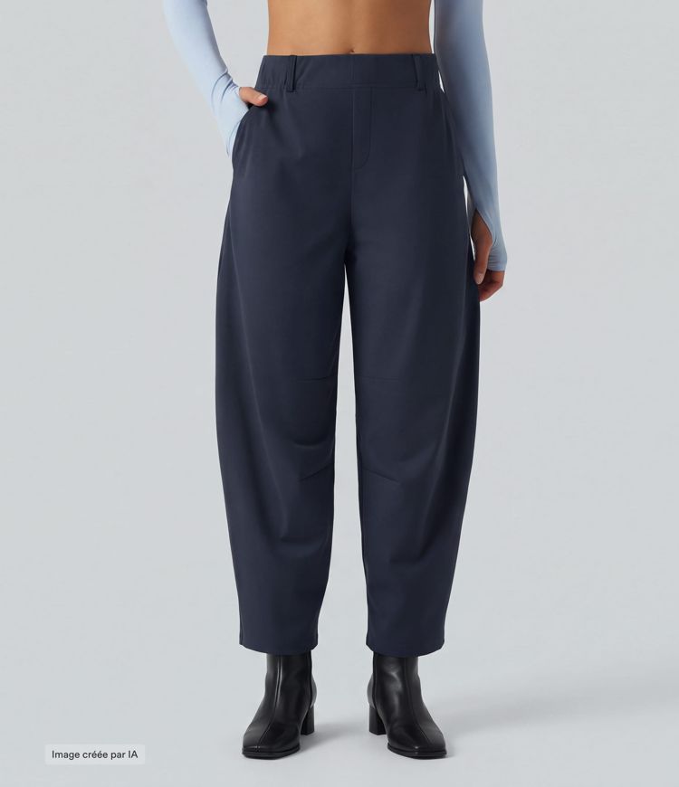 Pantalon de danse DayStretch taille haute coupe barrel avec poches