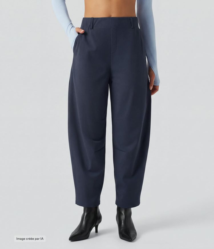 Pantalon de danse DayStretch taille haute coupe barrel avec poches