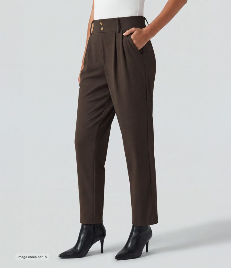 Halara Flex™ Pantalon tailleur fuselé taille haute en tissu gaufré avec poches