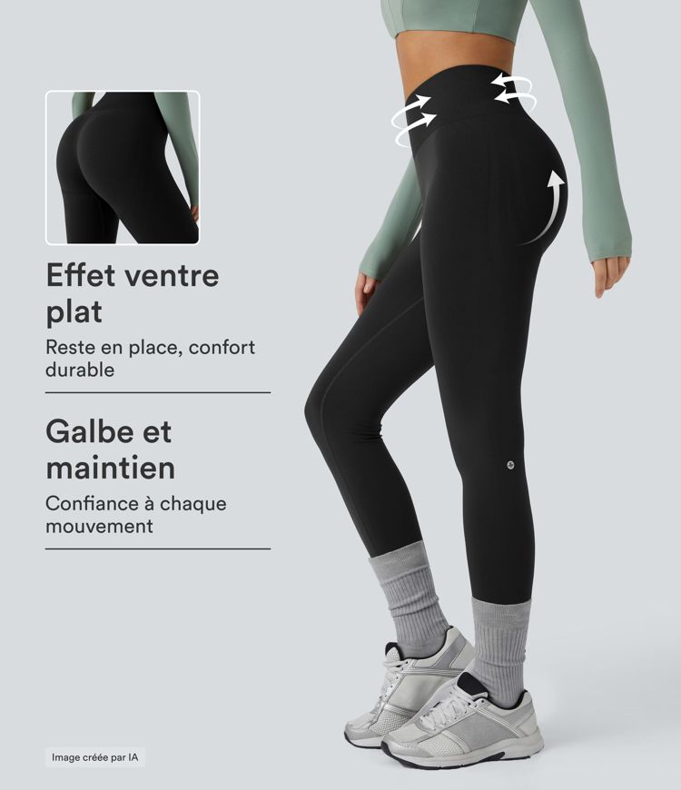 Legging yoga gainant effet push-up taille moyenne sans couture OneForm Seamless Flow