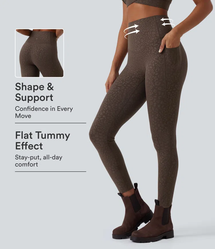 Halara UltraSculpt™ Leopard Print High Waisted Tummy Control Yoga Leggings with Pockets
