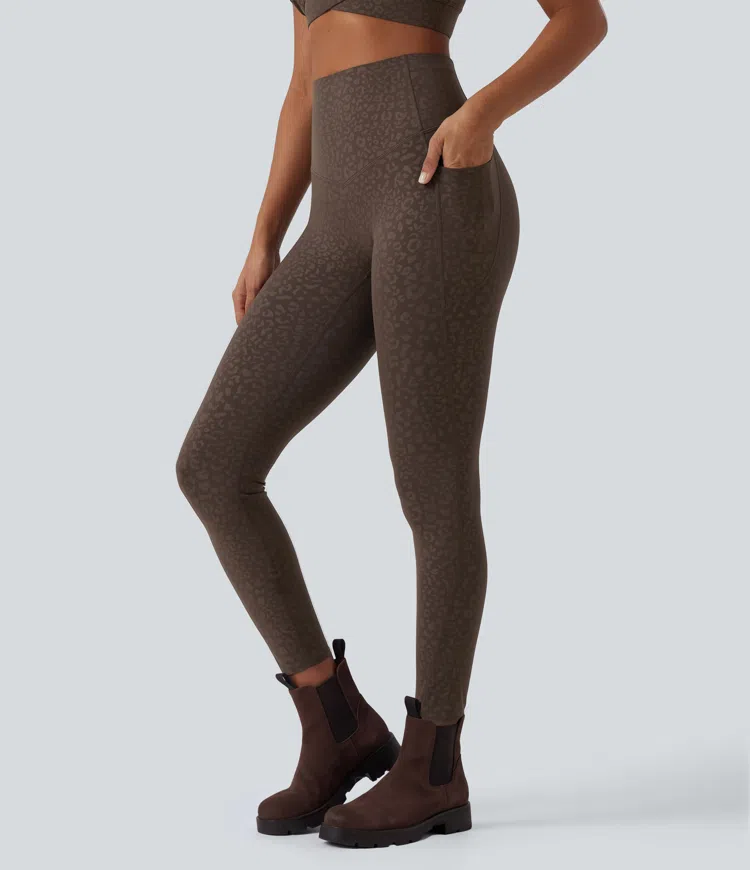 Halara UltraSculpt™ Leopard Print High Waisted Tummy Control Yoga Leggings with Pockets