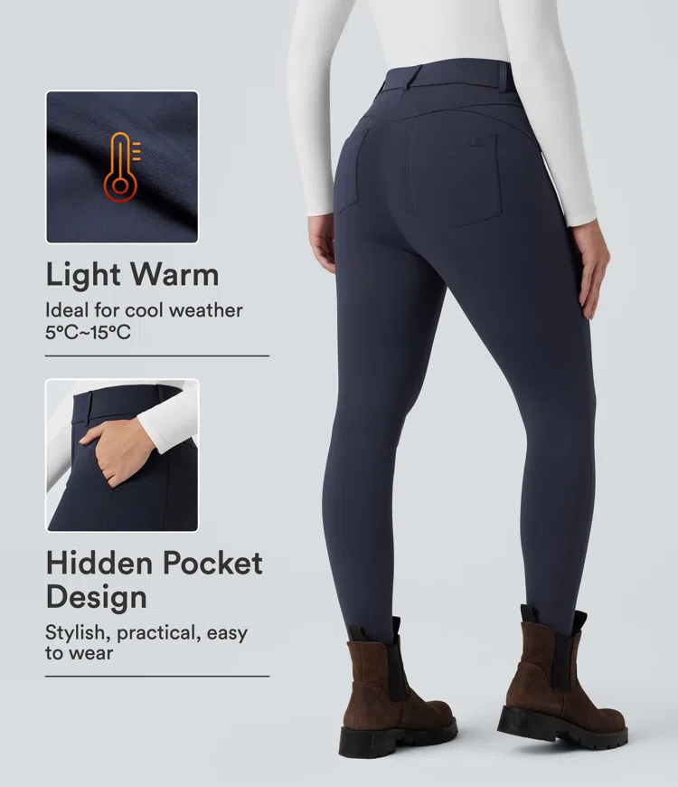 SoftlyZero™ Plush Thermal High Waisted Casual 7/8 Leggings with Pockets