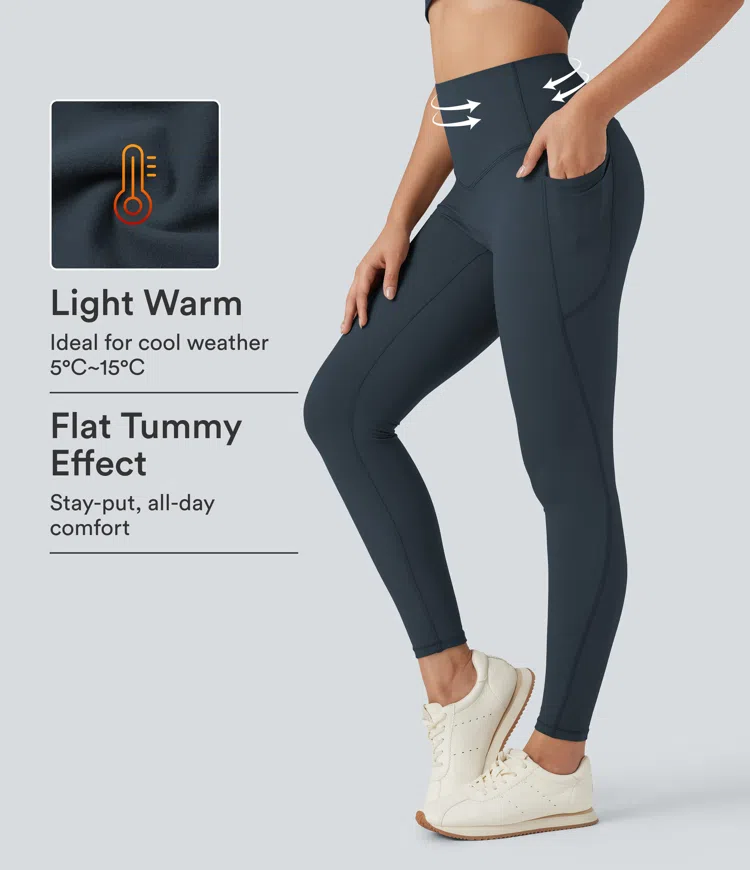Halara Ultrasculpt™ Heat High Waisted Tummy Control Fleece Yoga Leggings with Pockets