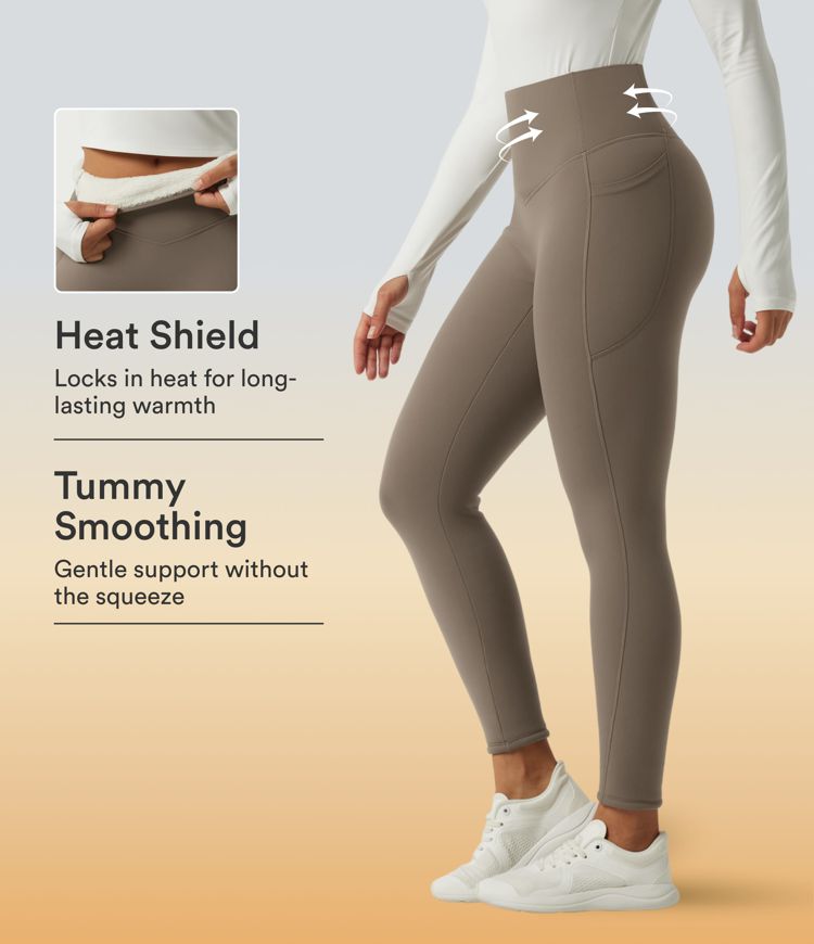 Halara UltraSculpt™ Heat leggings de yoga forrados en polar, de talle alto, con control abdominal y bolsillos