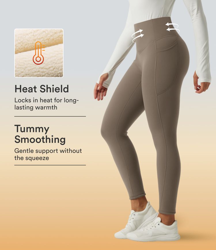 Halara UltraSculpt™ Heat High Waisted Tummy Control Fleece Yoga Leggings with Pockets