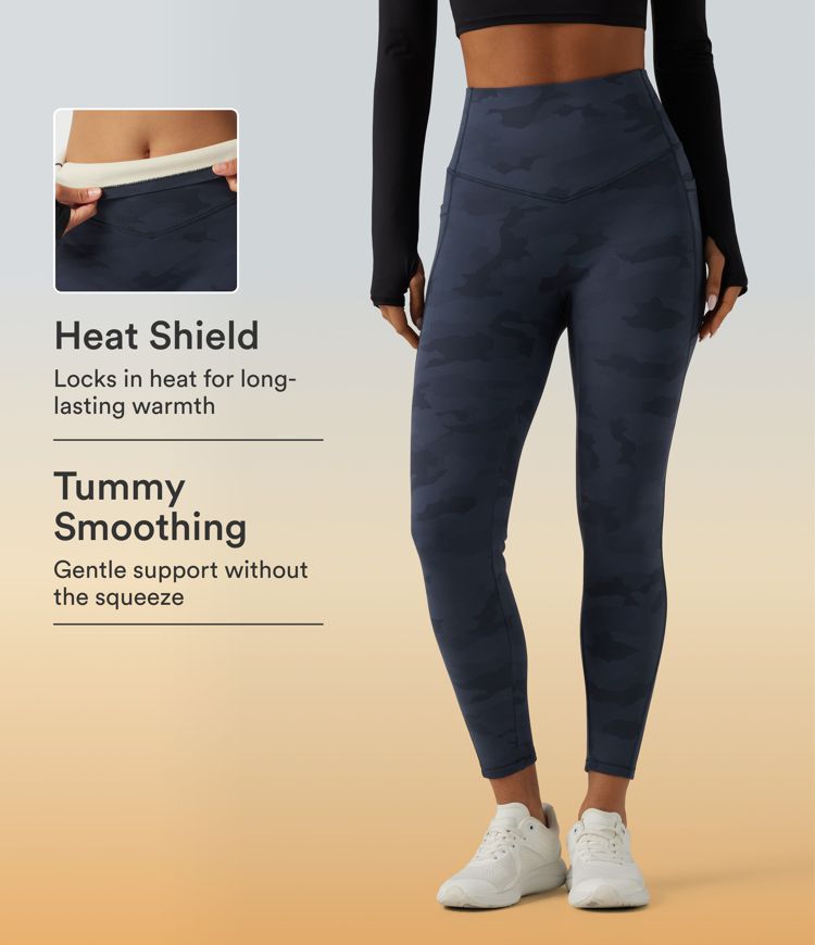 Halara UltraSculpt™ High Waisted Tummy Control Camo Fleece Workout Leggings with Pockets