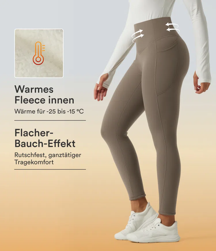 Halara UltraSculpt™ - Fleece-Yoga-Leggings mit hohem Bund, Seitentaschen und Bauchkontrolle