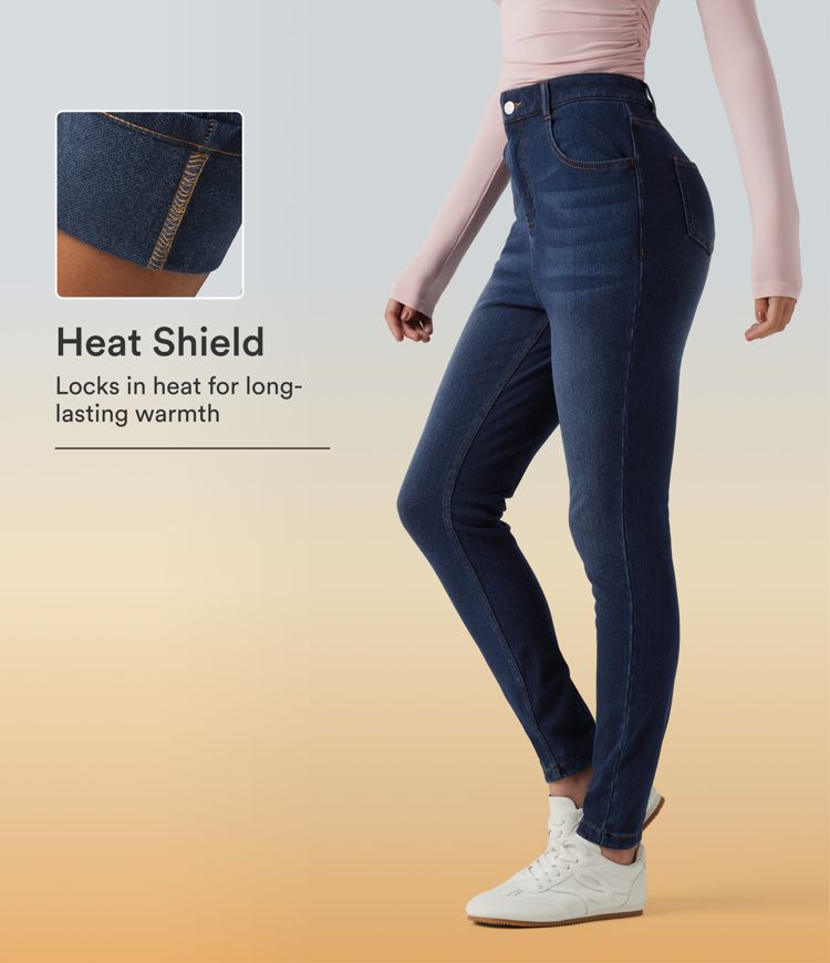 Pageant Blue Denim Halara Flex™ Denim Heat — jean skinny taille haute, décontracté, en coton, avec poches / 1