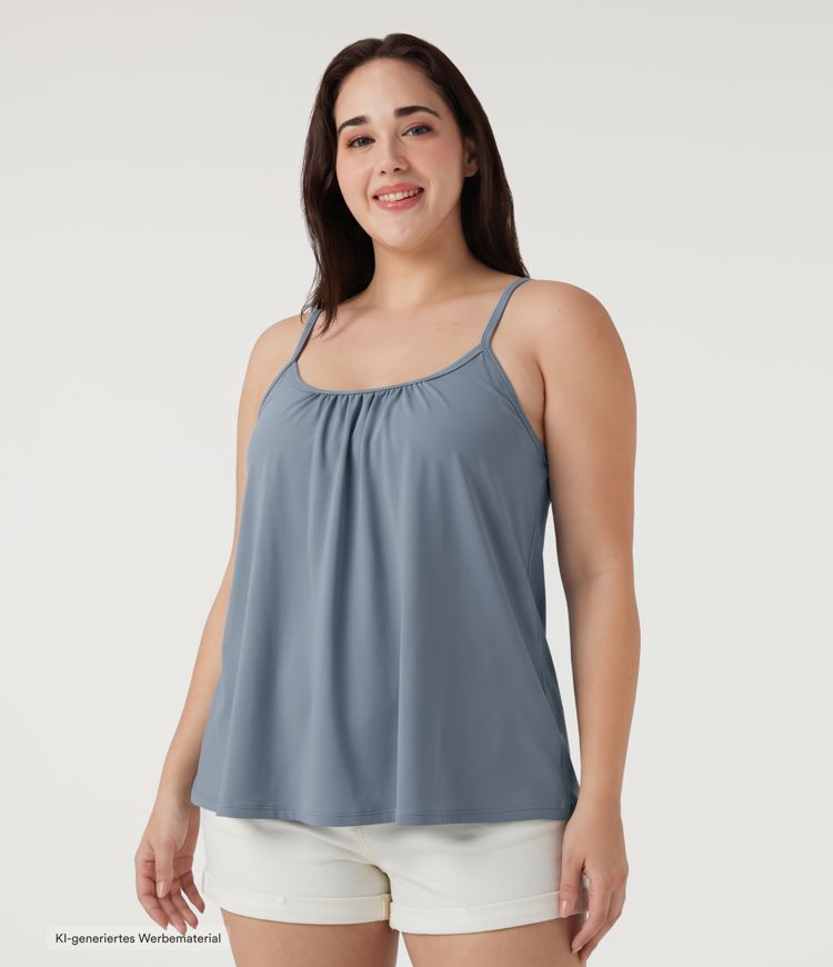 Mountain Spring Lässiges, gerafftes 2-in-1 Cami-Top mit verstellbaren Trägern und integriertem BH - Plus Size / 1