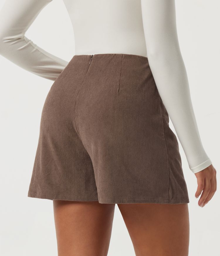 Acorn Minifalda casual de pana de talle alto y corte evasé / 2
