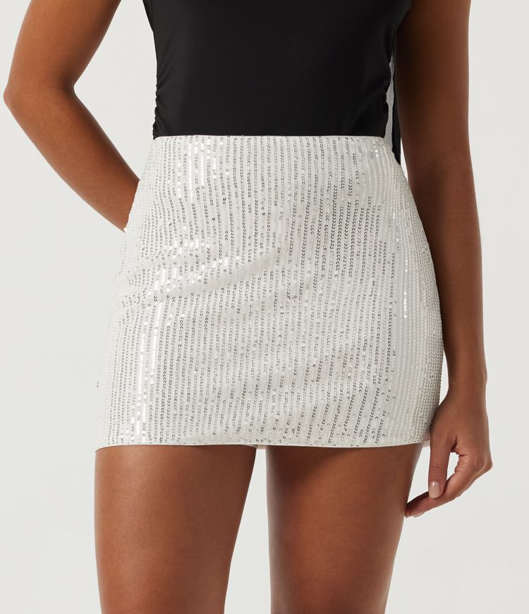 High Waisted A-Line Party Mini Skirt with Built-in Shorts