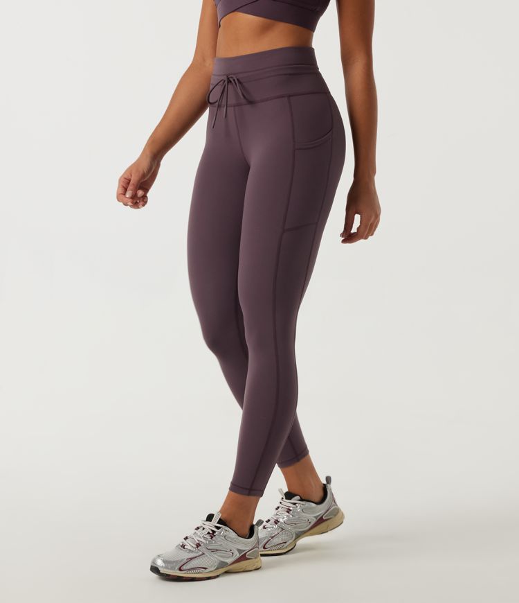 High Waisted Drawstring Skinny Running Leggings with Pockets